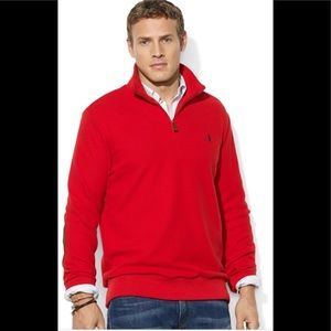 red quarter zip pullover